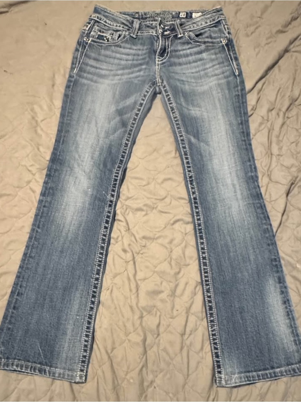 Miss Me Medium Blue Rhinestone Bootcut Jeans - Picture 7 of 9